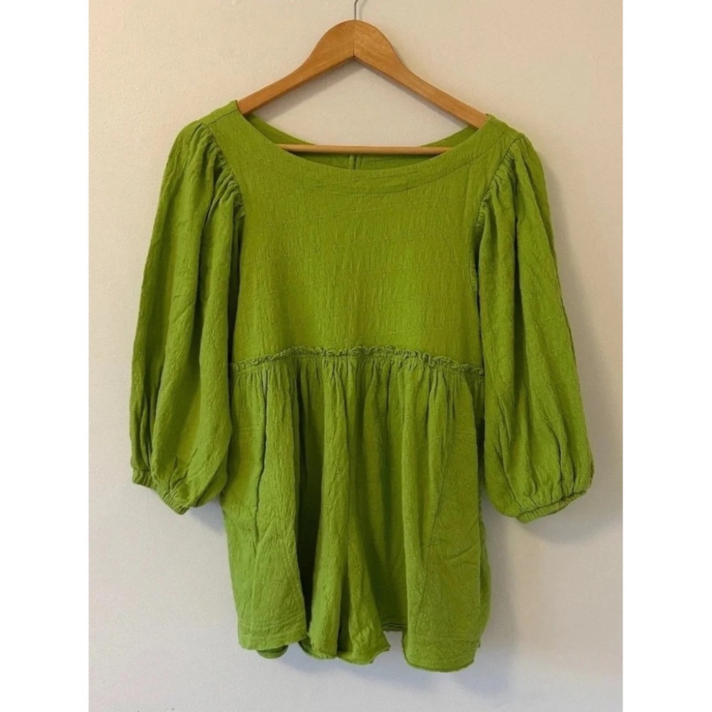 FP Beach x Free People Lime Green‎ Puff Sleeve Babydoll Romper | Size XS